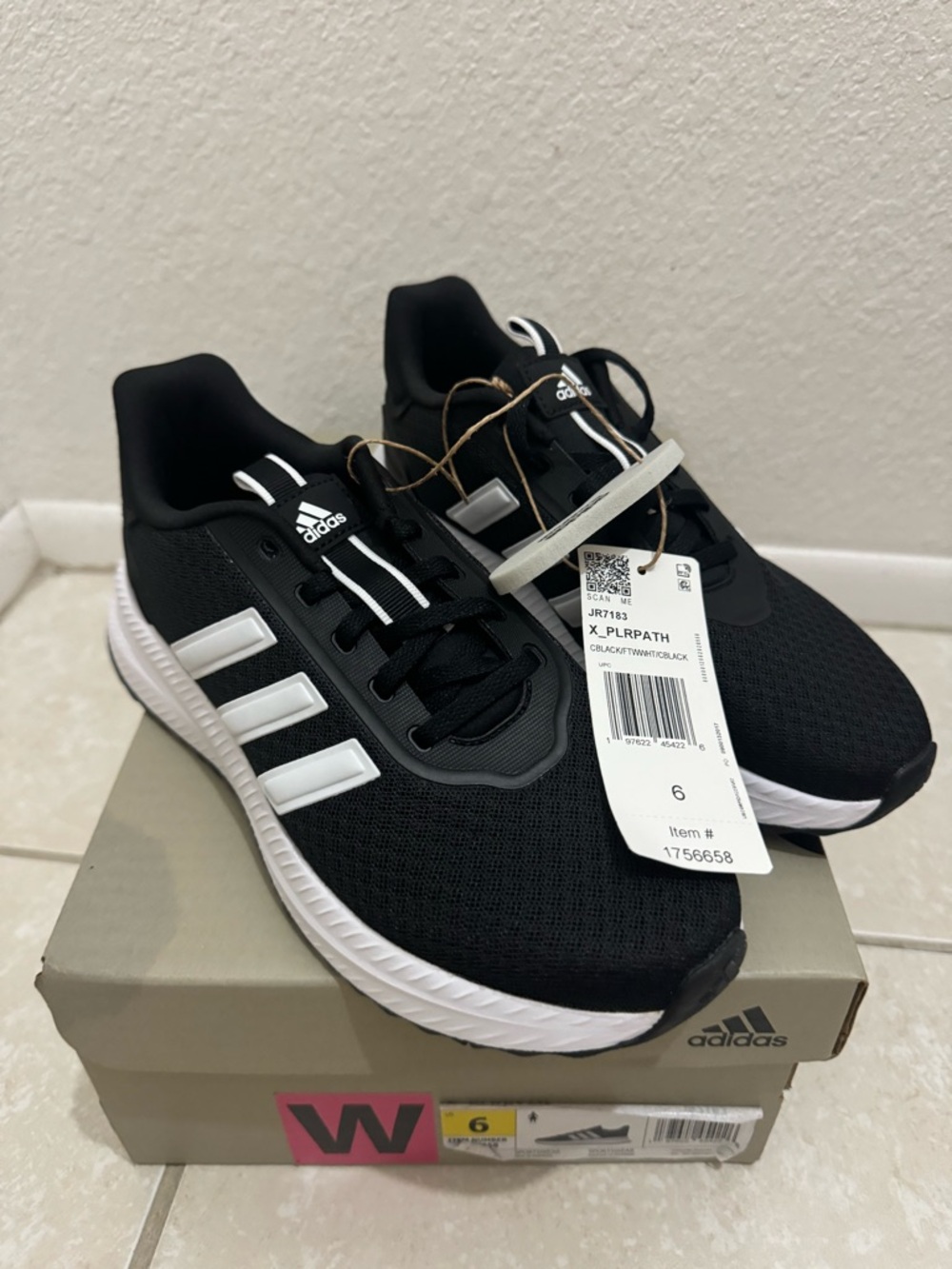 adidas Black and White Kids' Athletic Sneakers - Picture 2 of 2